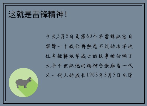 这就是雷锋精神！