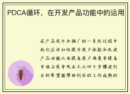 PDCA循环，在开发产品功能中的运用