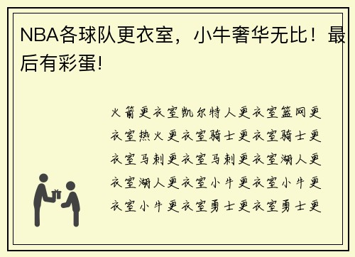 NBA各球队更衣室，小牛奢华无比！最后有彩蛋!